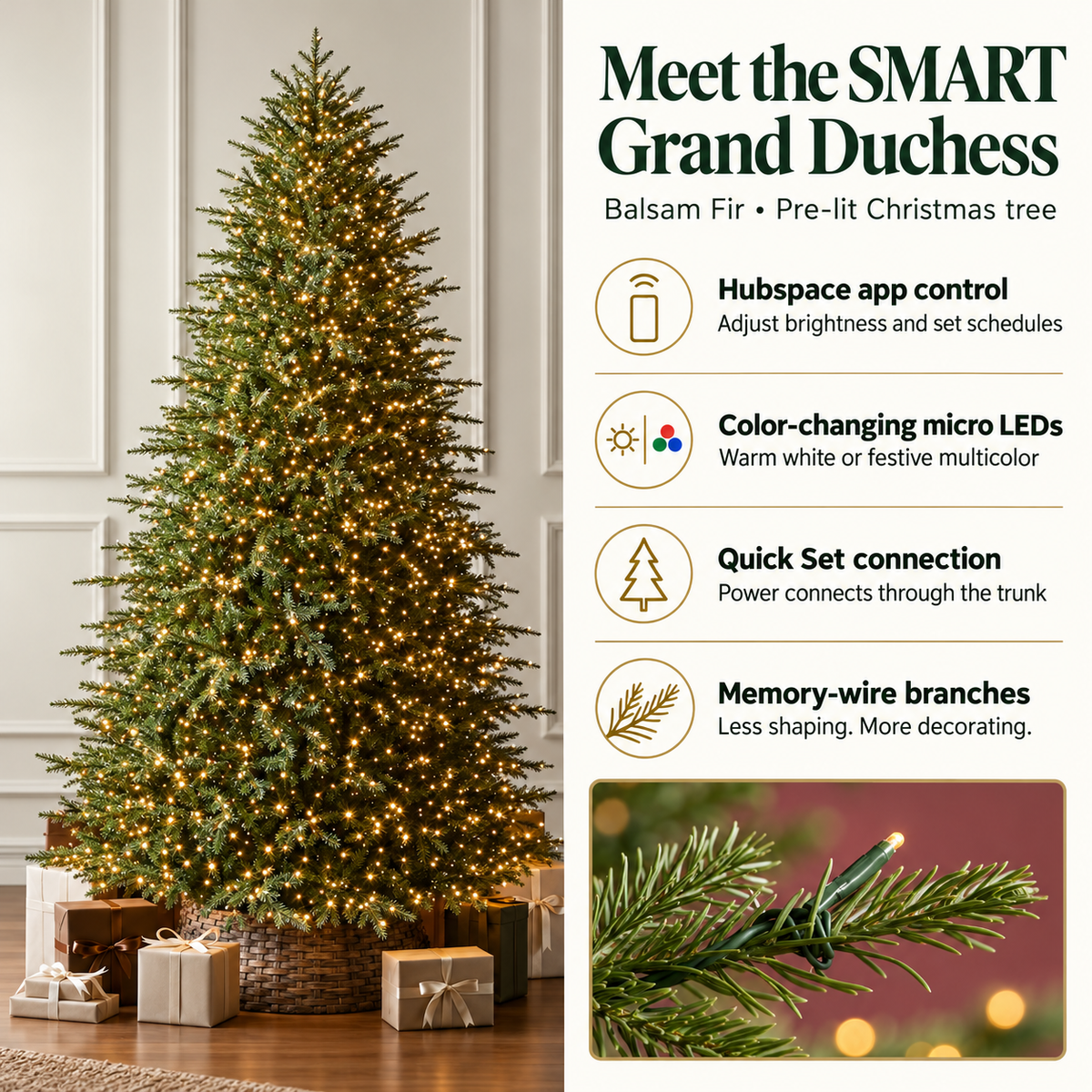 App-Controlled Balsam Fir Christmas Tree